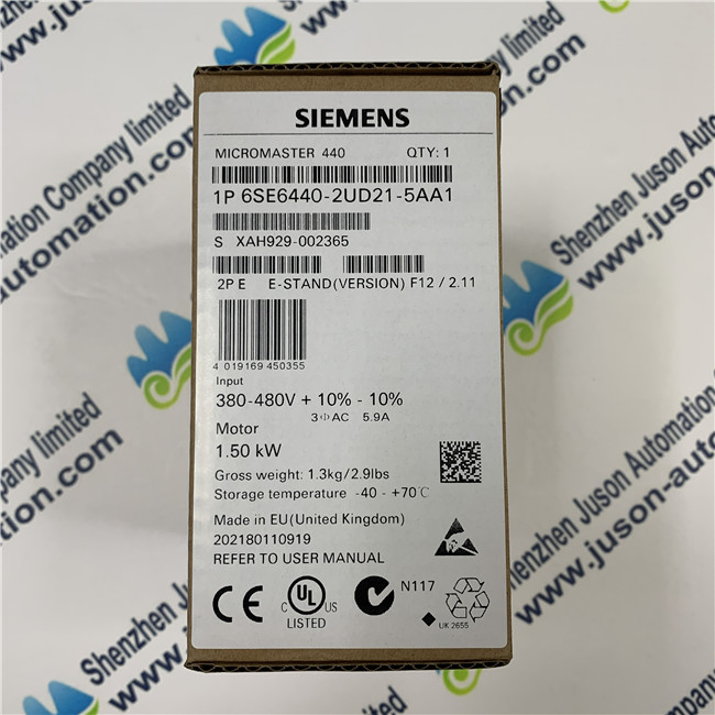 Siemens 6SE6440-2UD21-5AA1 MICROMASTER 440 SIN FILTRO 380-480 V 3 AC + 10 / -10% 47-63 Hz Torque constante 1.5 kW Sobrecarga 150% 60 S